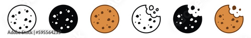 Cookie icon vector. Biscuit, cracker, Snack icon symbol in line, flat, and colors style on white background. Bitten biscuit icons. Bakery sign and symbol. Vector illustration
