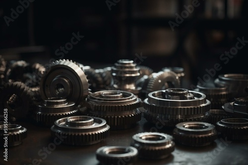 Background of 3D pistons and gears. Generative AI