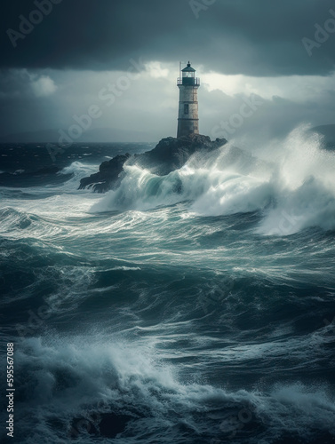 Lighthouse In Stormy Landscape - Leader And Vision Concept © Falk