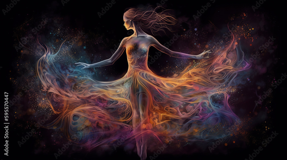 a surrealistic illustration of a beautiful dancing woman, ballerina, a surrealistic illustration of a beautiful dancing woman, ballerina,
