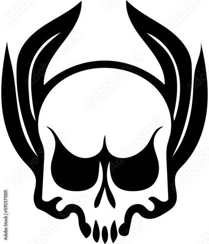 Human skull logo design in black and white, vector illustration of cranium 
