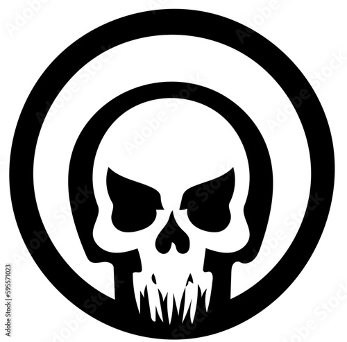 Human skull logo design in black and white, vector illustration of cranium 