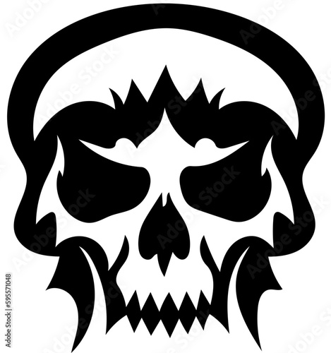 Human skull logo design in black and white, vector illustration of cranium 