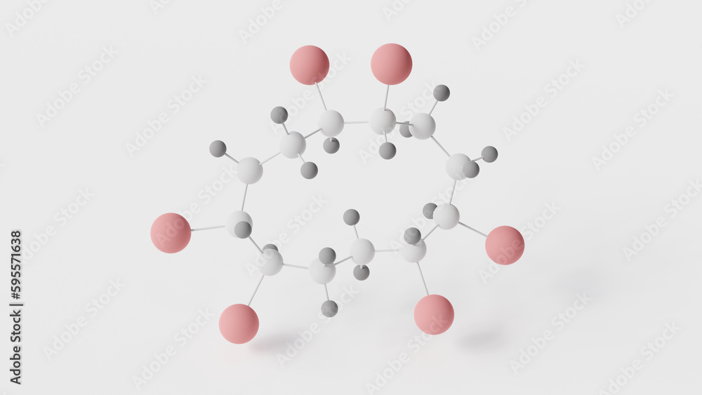 hexabromocyclododecane molecule 3d, molecular structure, ball and stick