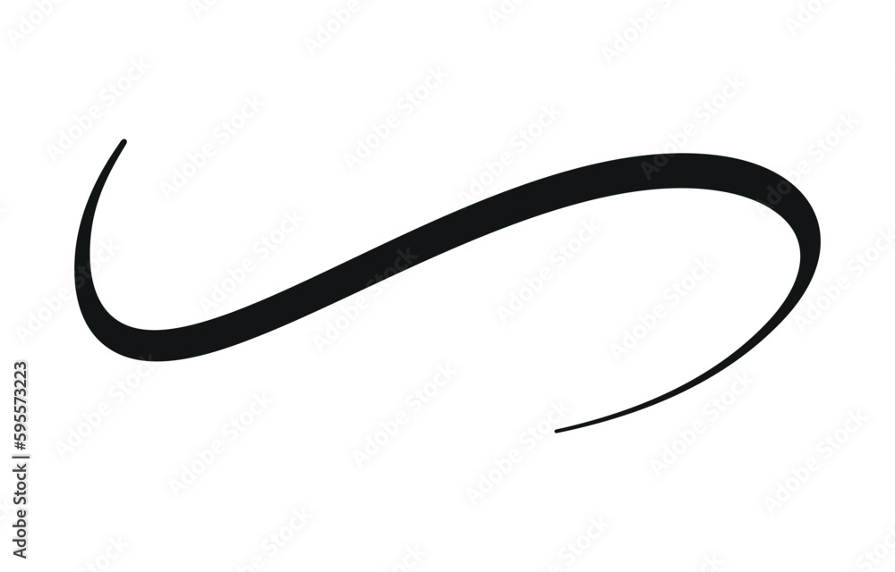 Swoosh, swash underline stroke set.Abstract wavy thin line. Squiggle elements. Vector isolated illustration