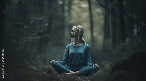person meditating in yoga pose. generative AI