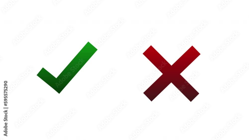 Tick and cross symbol. Green checkmark Confirmed and red Rejected icons isolated Tick and cross symbol. Green checkmark Confirmed and red Rejected icons isolated