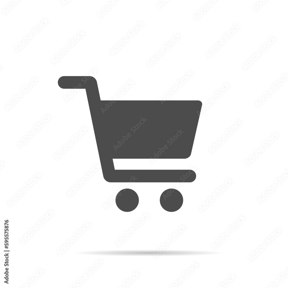 Shopping cart icon vector in flat style. Online shop trolley concept Shopping cart icon vector in flat style. Online shop trolley concept