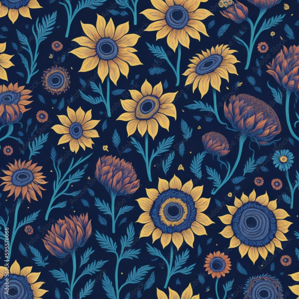 seamless pattern with sunflowers seamless pattern with sunflowers