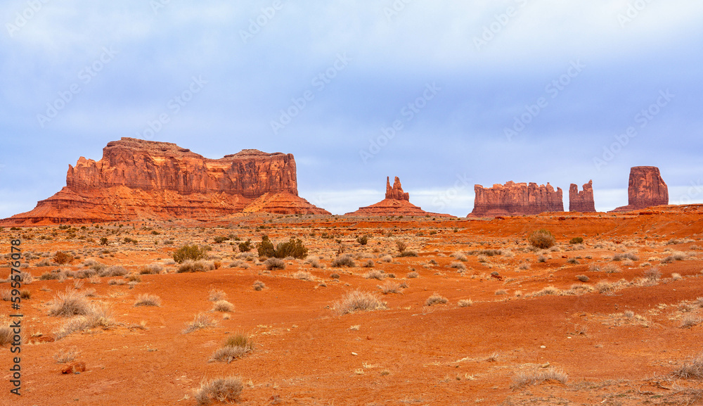 View of Monument Valley from Forrest rom US-163 road. Oljato-Monument Valley, Utah, United States. View of Monument Valley from Forrest rom US-163 road. Oljato-Monument Valley, Utah, United States.