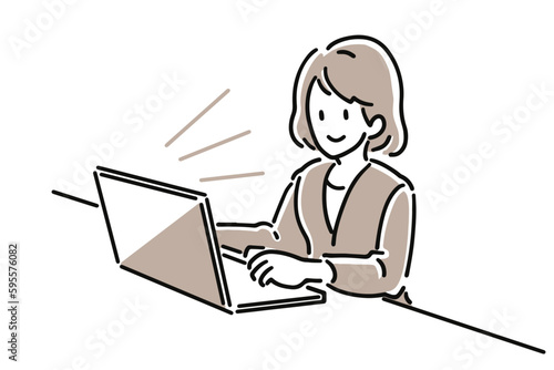 pcをさわるビジネスパーソンの女性