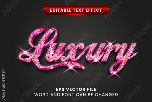 Pink glitter luxury vector text effect