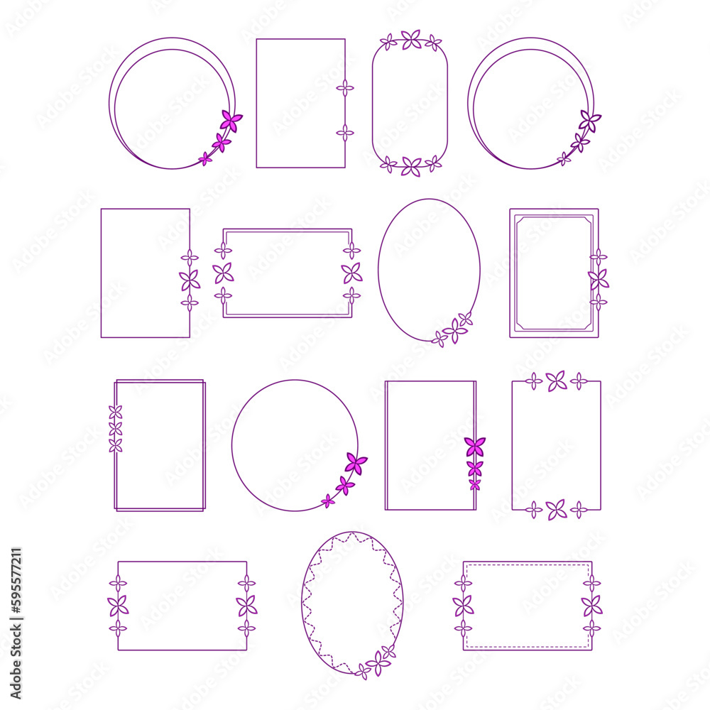 Line art style frames of various shapes. Rectangular and oval minimalist frames are decorated with abstract butterfly leaves. Vector set of design elements. Line art style frames of various shapes. Rectangular and oval minimalist frames are decorated with abstract butterfly leaves. Vector set of design elements.