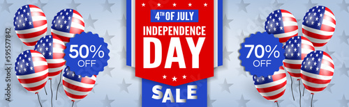 Independence Day sale USA United States on America horizontal baner design vector illustration