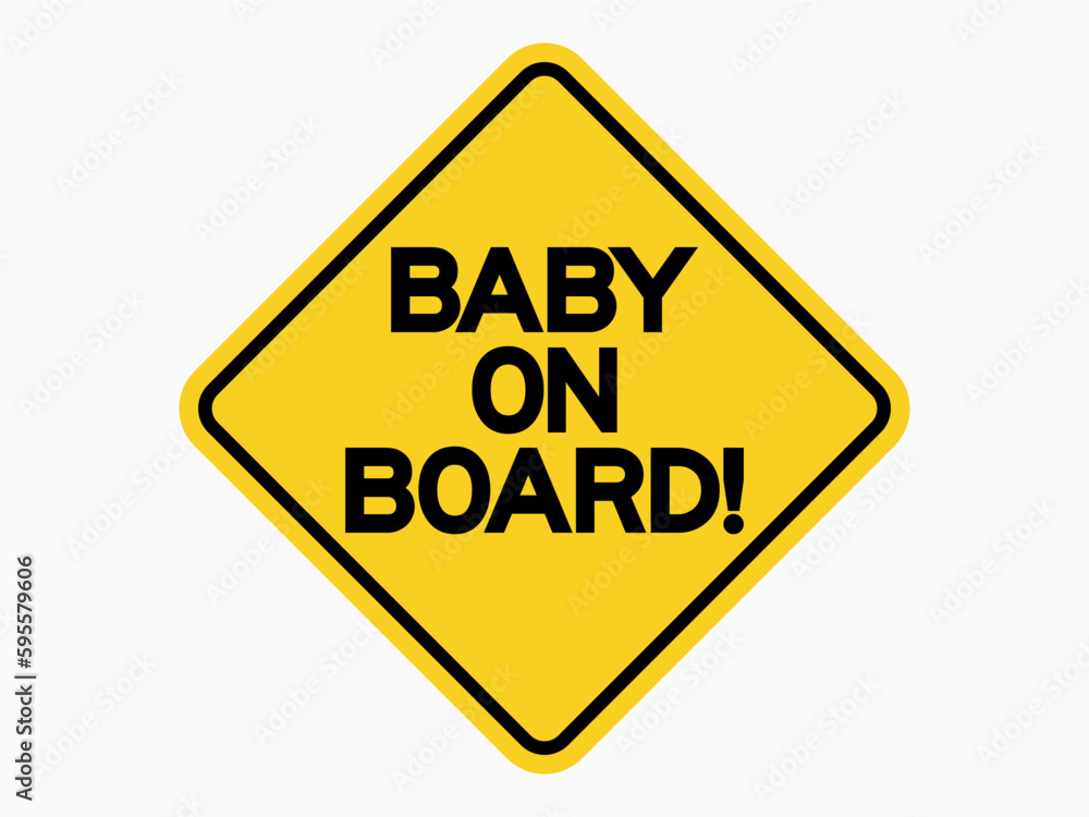 isolated baby on board warning sign, text symbols on yellow round rectangle shape for safety pictograms, icon, label, logo or tag etc. flat style vector design. isolated baby on board warning sign, text symbols on yellow round rectangle shape for safety pictograms, icon, label, logo or tag etc. flat style vector design.