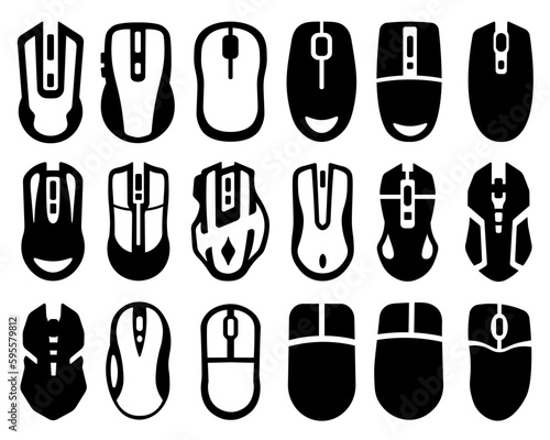 PC mouse SVG, Gaming mouse SVG, Computer mouse set, Computer mouse icon bundle