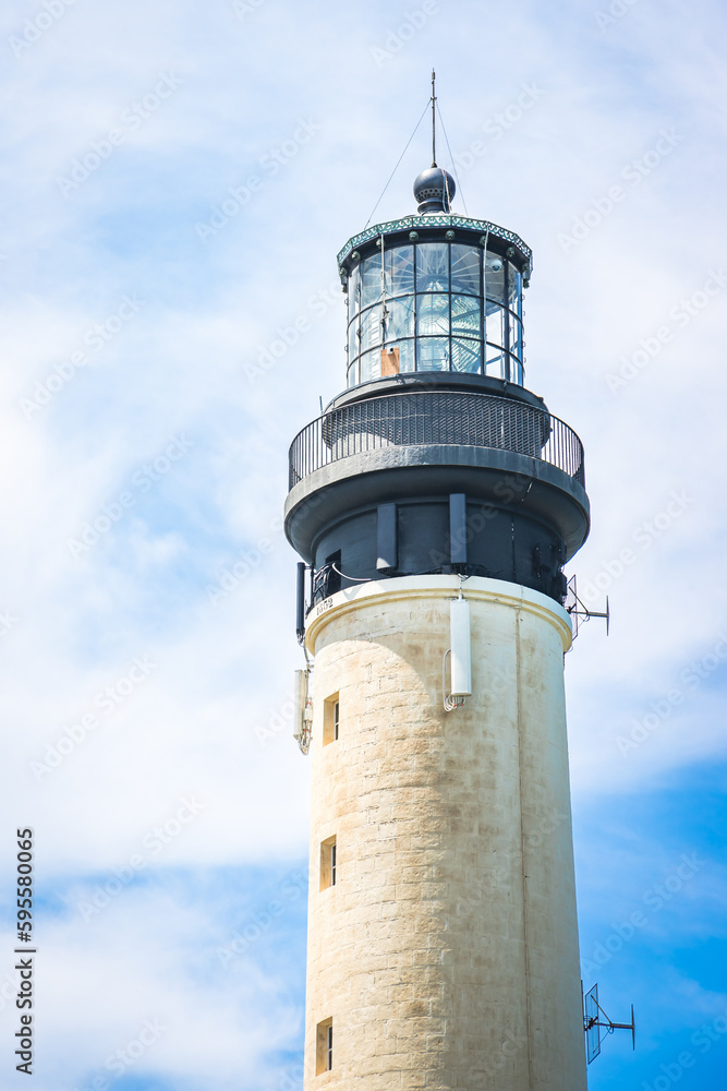 Top of the lighthouse of Biarritz on a sunny day of summer in France