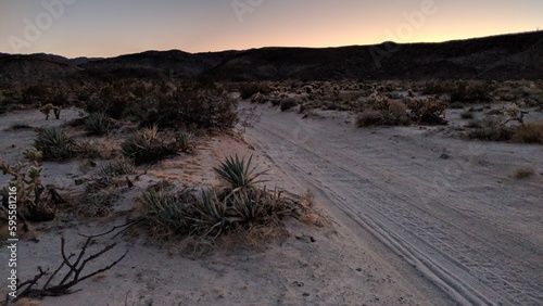 Desert Raod at Dusk - Anza Borrego Desert California. photo