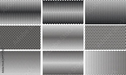 Collection of vector patterns and swatches   White and grey geometric oriental backgrounds. © Tamim