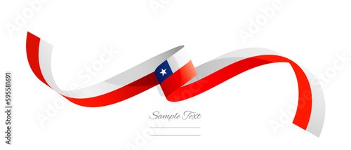Chilean flag ribbon vector illustration. Chile flag ribbon on abstract isolated on white color background