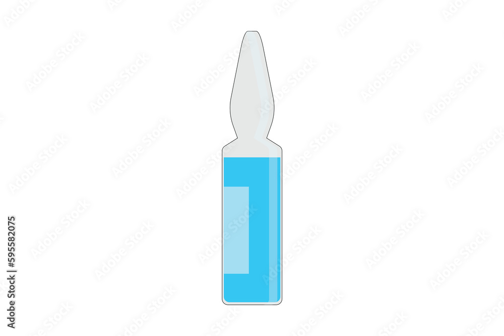 Icon plastic medical syringe with needle and vial in flat style, concept of vaccination Icon plastic medical syringe with needle and vial in flat style, concept of vaccination