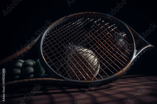 Image of tennis racket and ball. Generative AI © Isabela