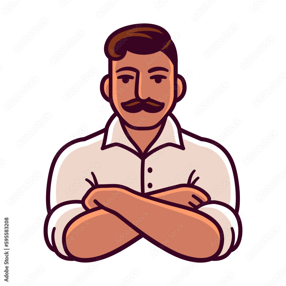 Obraz premium Old fashioned mustached man illustration