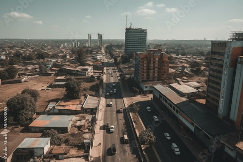 View of Lusaka s urban landscape in Zambia. Generative AI