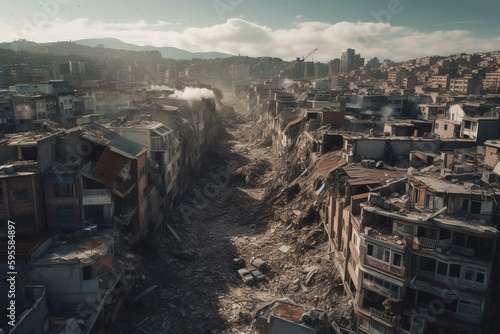 Illustration of devastating Turkey earthquake. Generative AI