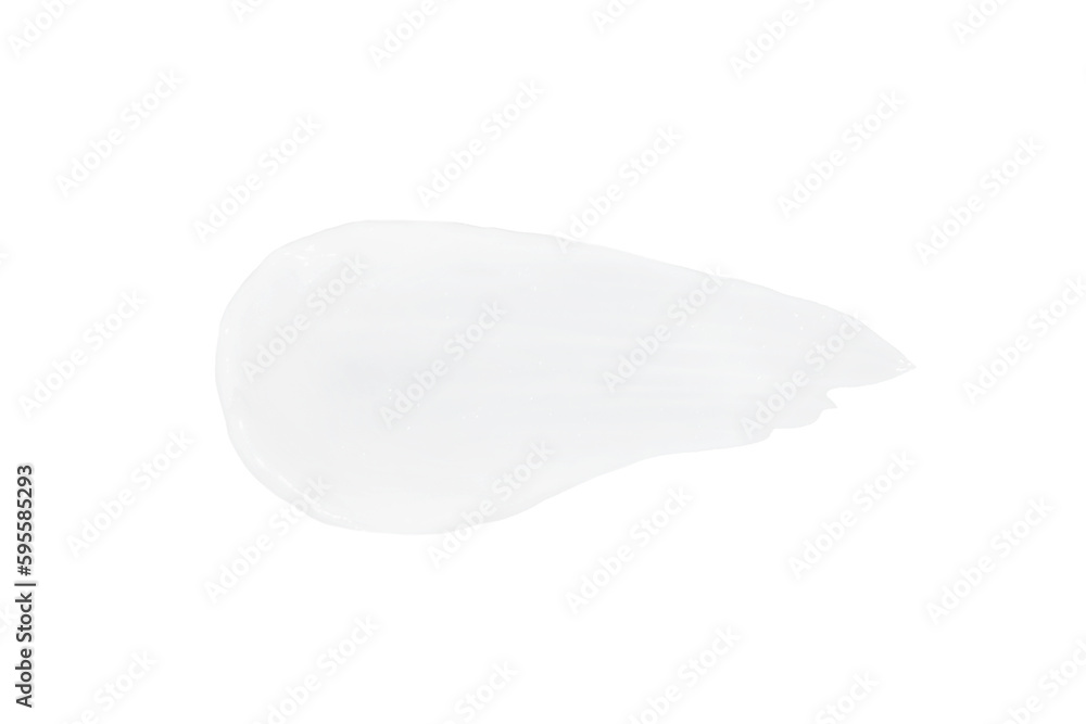 A smear of white cosmetic cream without shadows on a white background. Isolated.