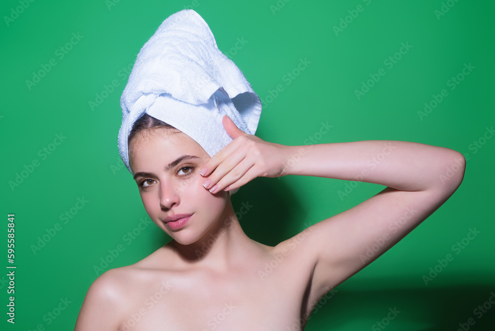 Youth and skin care concept. Photo of sensual model isolated on studio background. Close up portrait of beautiful woman with soft clean pure skin. Beauty face of young woman with beauty skin. Youth and skin care concept. Photo of sensual model isolated on studio background. Close up portrait of beautiful woman with soft clean pure skin. Beauty face of young woman with beauty skin.
