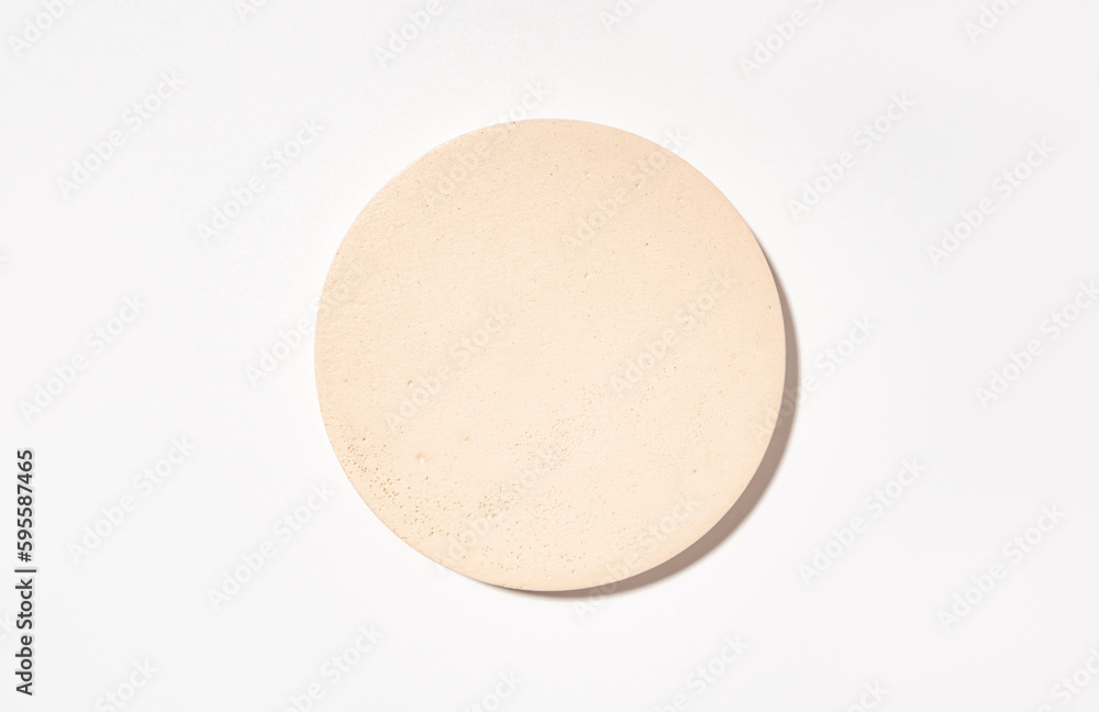 Flat lay minimal product presentation mockup layout scene made with beige circle shape top view Flat lay minimal product presentation mockup layout scene made with beige circle shape top view