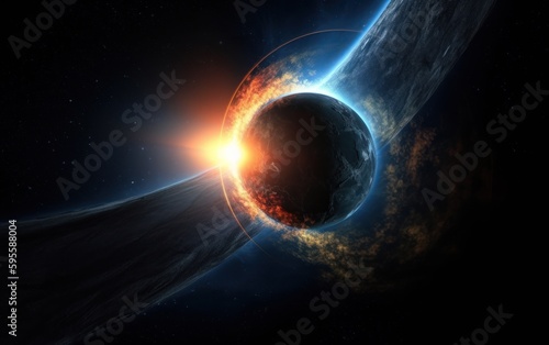 Wormhole engulfing the moon and earth