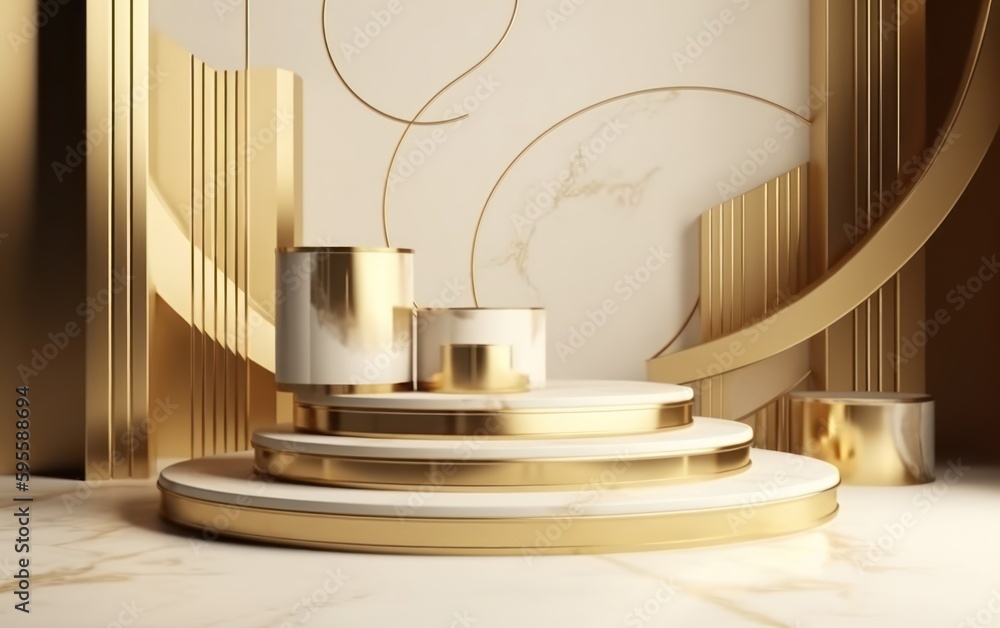 custom made wallpaper toronto digitalExhibition stand, golden podium cosmetic background for branding and product presentation