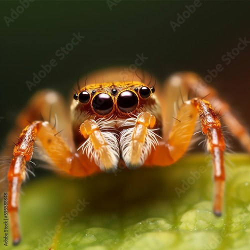 Macro portrait of a spider. AI generated content