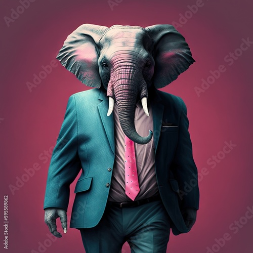 pink elephant in a business suit