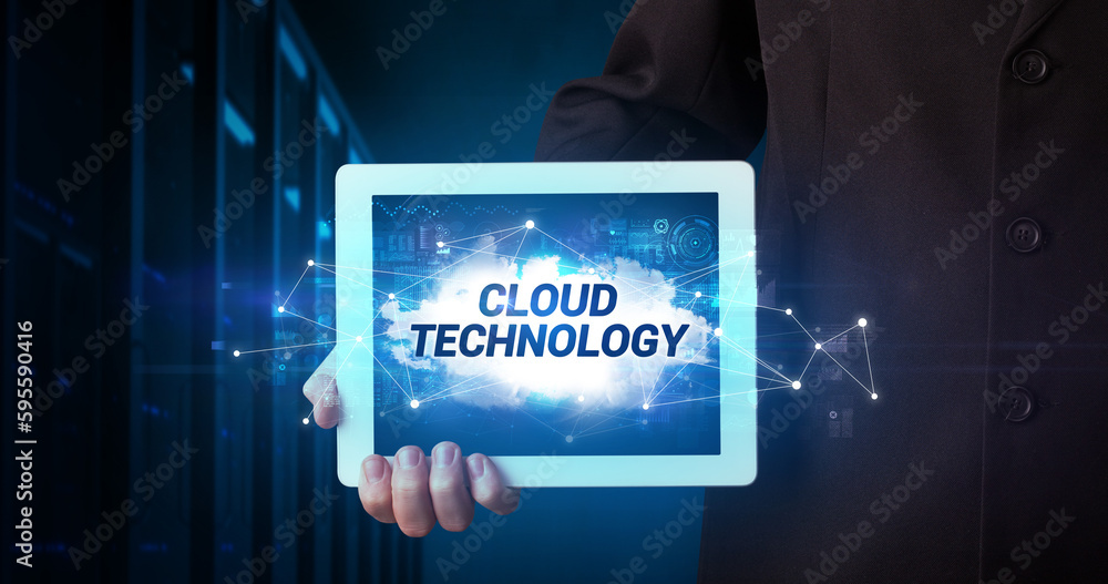 Person holding tablet, technology concept Person holding tablet, technology concept
