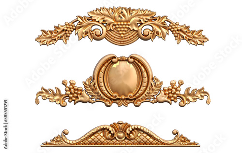 Variety of classic ornaments on transparent background