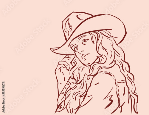 portrait of a girl on pink vector for card illustration background