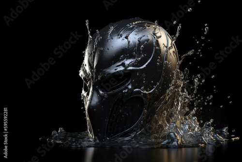Water splash on alpha mask & black background. 3D render. Generative AI