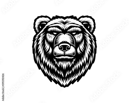 Bear Head Vector Ilistration black white
