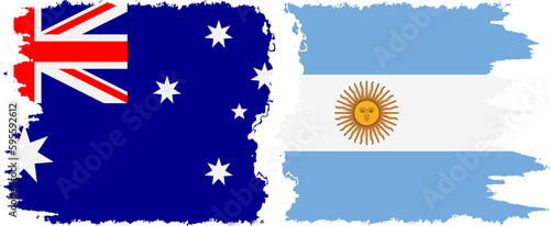 Argentina and Australia grunge flags connection vector