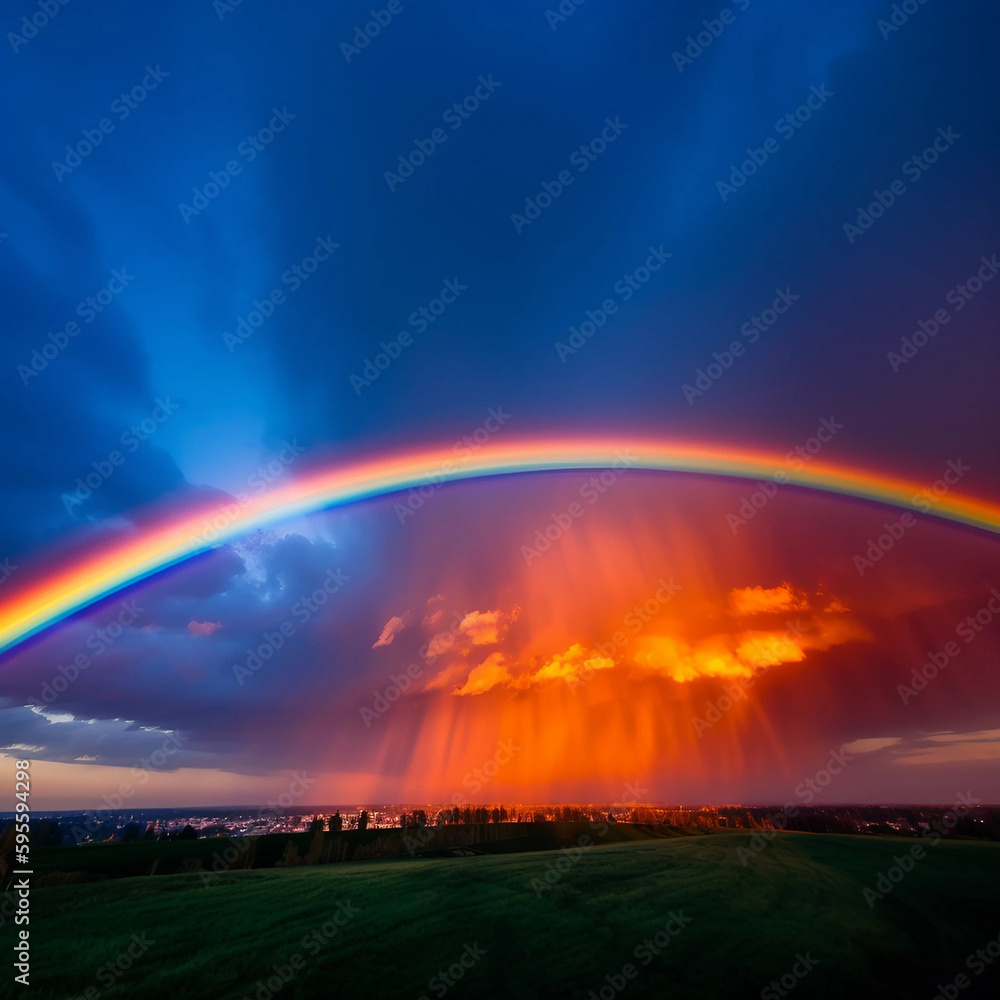 Bunter Himmel mit Regenbogen