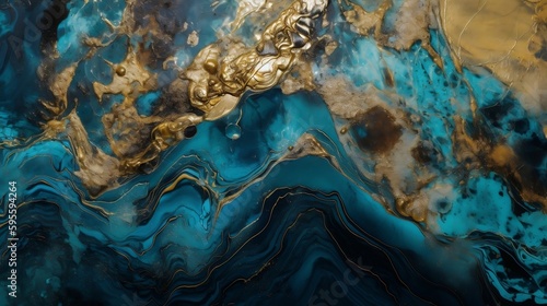 abstract golden blue jade wallpaper. generative AI