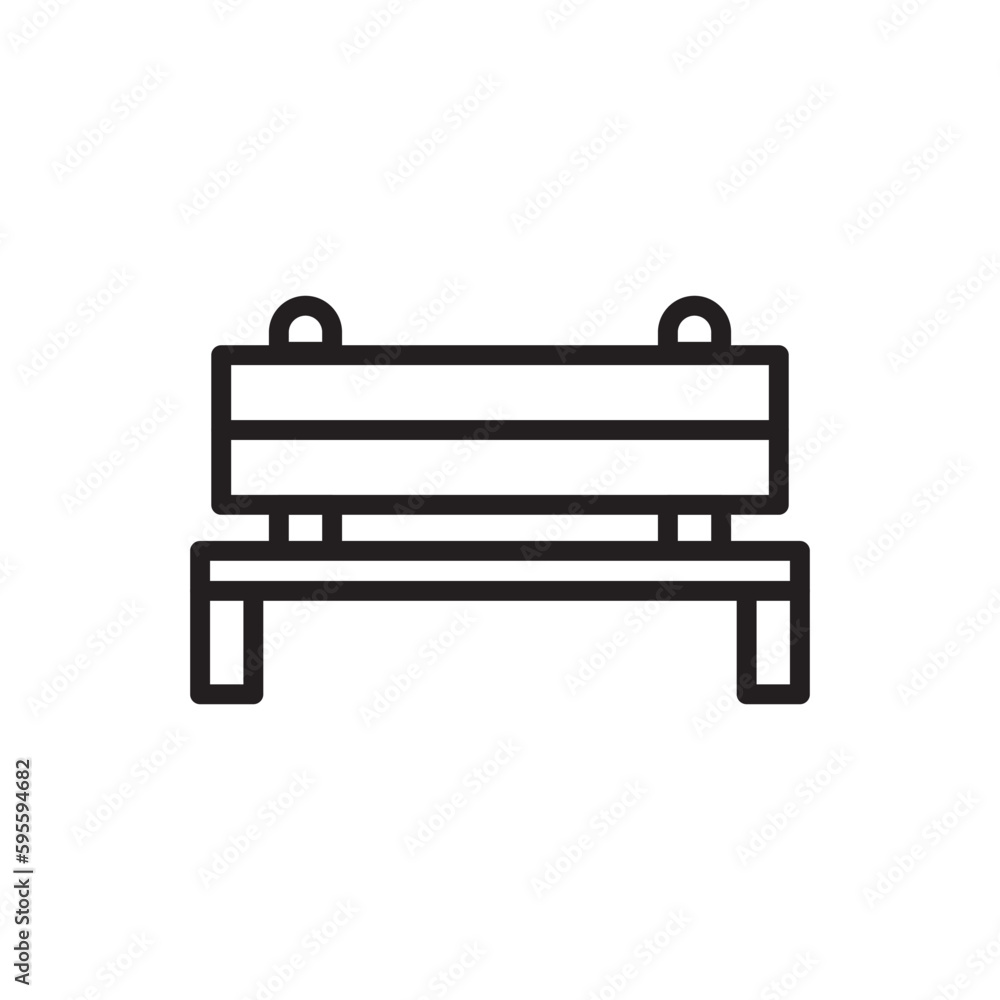 Bench vector line icon. Seat flat sign design. Bench symbol isolated pictogram. UX UI bench icon sign. Linear icon outline symbol Bench vector line icon. Seat flat sign design. Bench symbol isolated pictogram. UX UI bench icon sign. Linear icon outline symbol