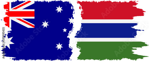 Gambia and Australia grunge flags connection vector