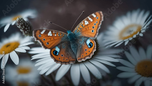 Butterly and flowers