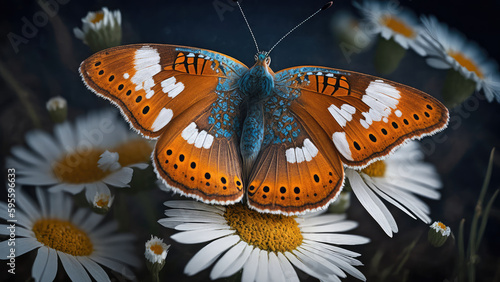 Butterly and flowers