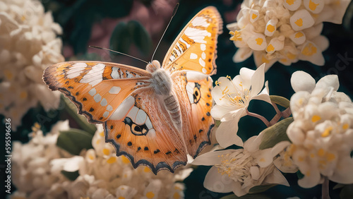 Butterly and flowers