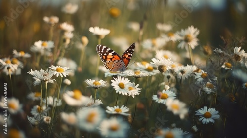 Butterly and flowers